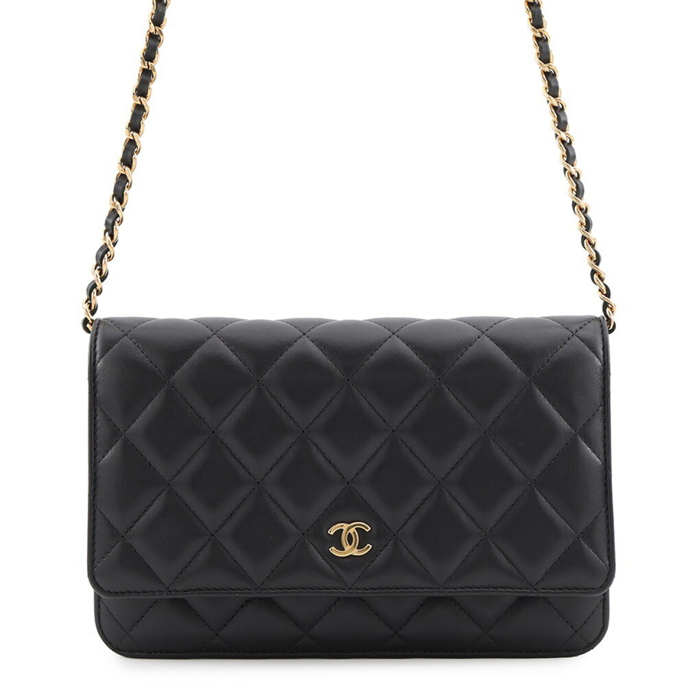 Chanel Chain Wallet Classic Matelassé Coco Mark Lambskin AP0250 CHANEL Black ...